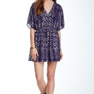 Free People Women's Love Your Chaos Purple and Silver mini Dress Medium M